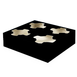 Χάρτινη ποτηροθήκη Καφέ 4 Θέσεων Μαύρη